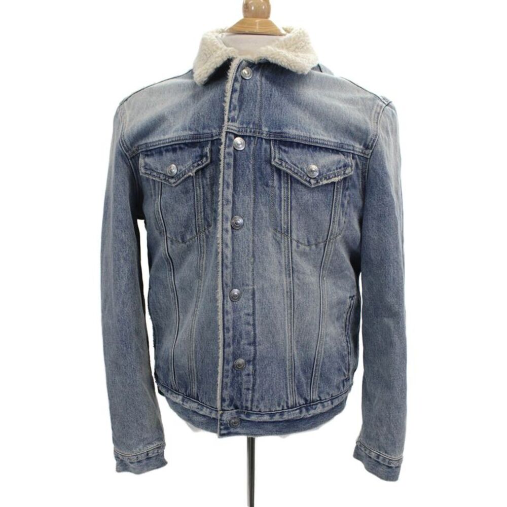 Allsaints Mens Blue Cotton Button Jacket Size M